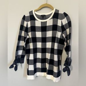 Talbots Gingham Sweater with Tie Sleeve